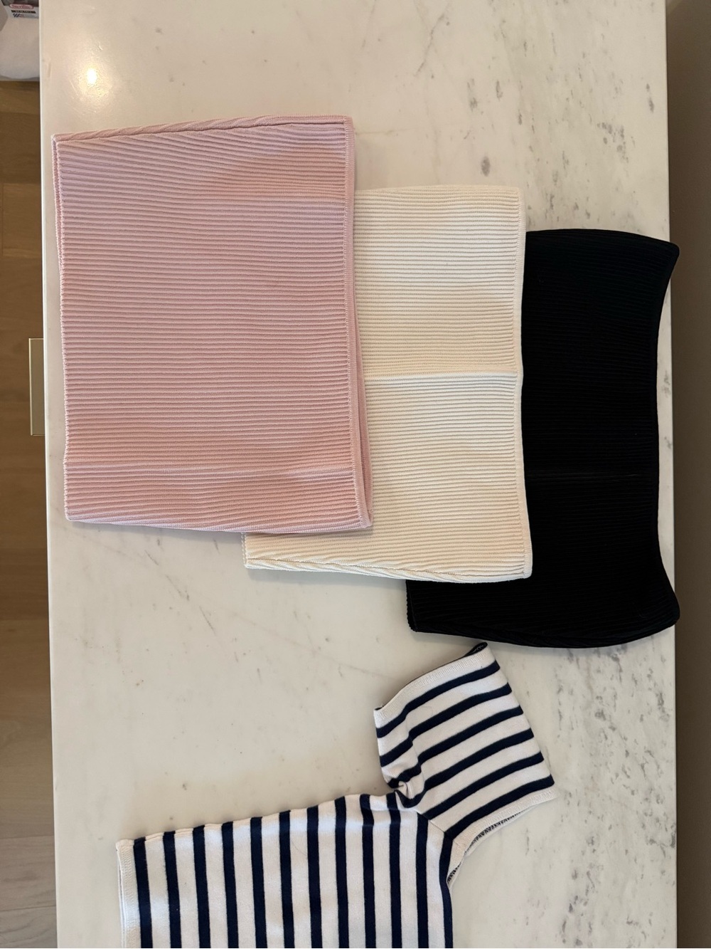 Babaton Ribbed Tube Tops in Pink, White, Black & Navy Stripe